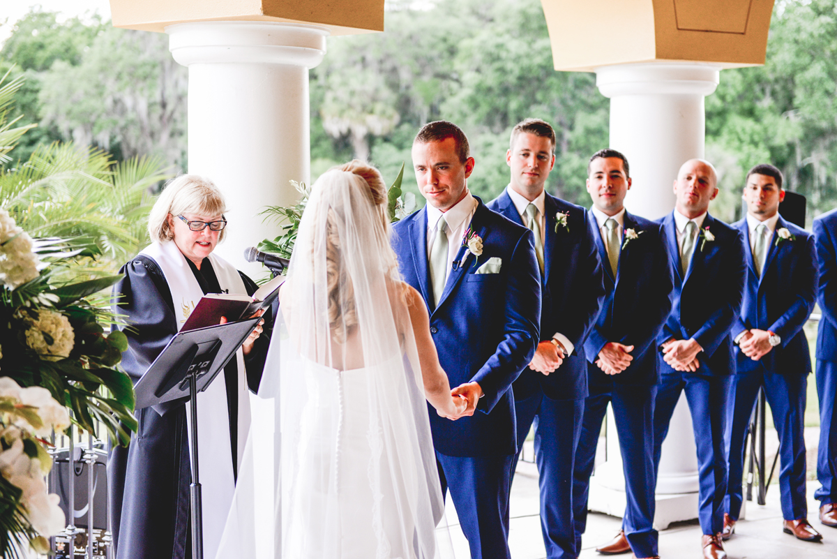 wedding ceremony, bride, groom, groomsmen