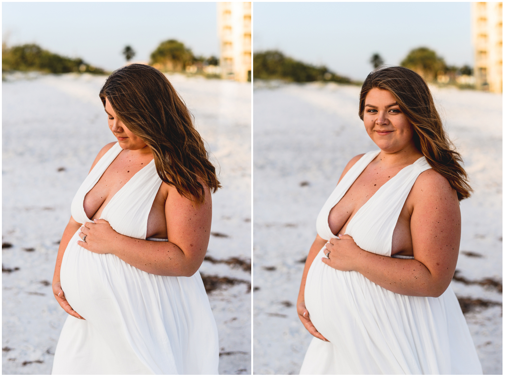 sand, beach, white dress, mom, baby bump