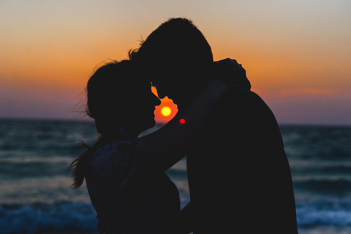 sunset, silhouette, waves, ocean