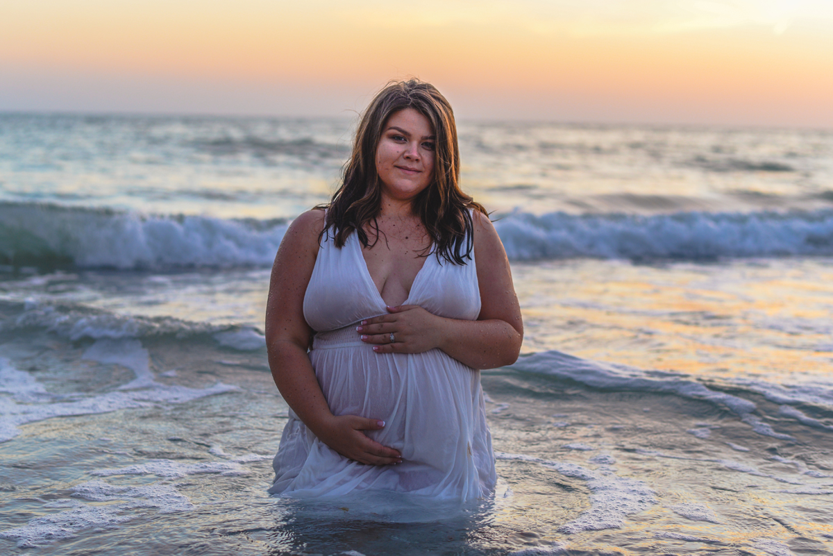 momma, waves, model, ocean, sunset, wet