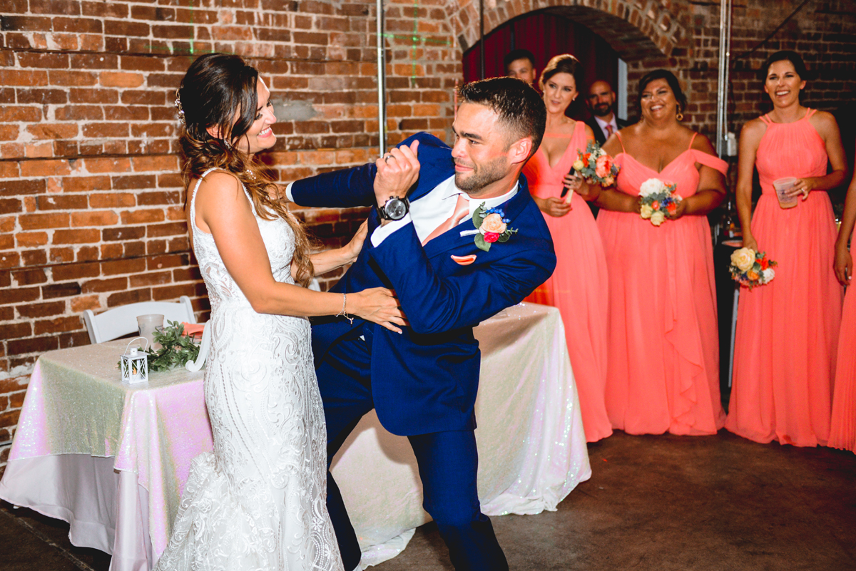 bride, groom, silly, dancing, funny