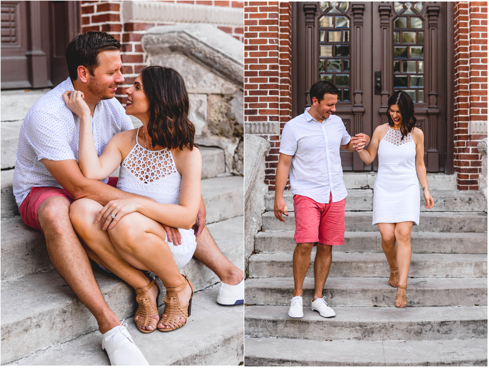 stairs, brick, door, coupe, sitting, walking