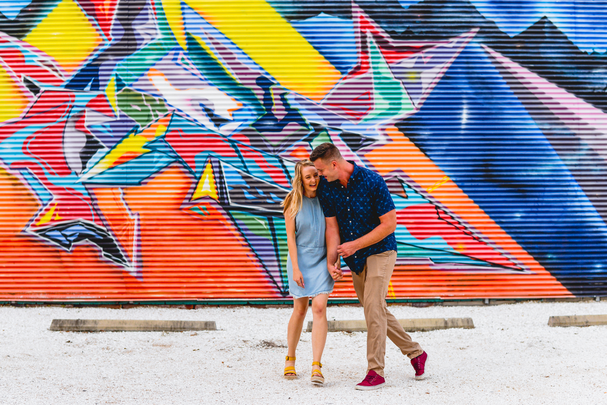 laughing, walking, holding hands, downtown, Tampa