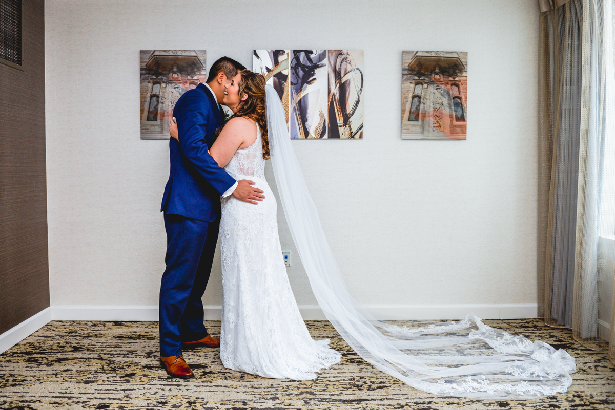 first look, bride, groom, portrait, wedding day