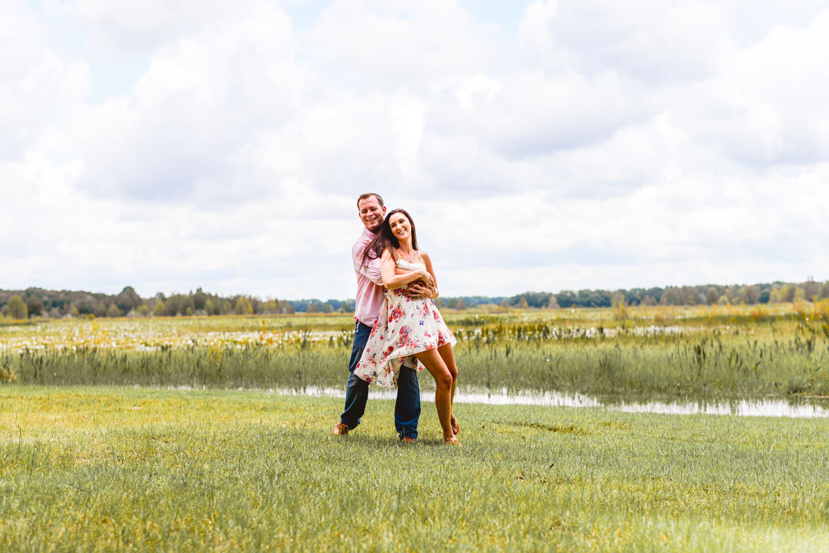 park, grass, water, couple, dancing