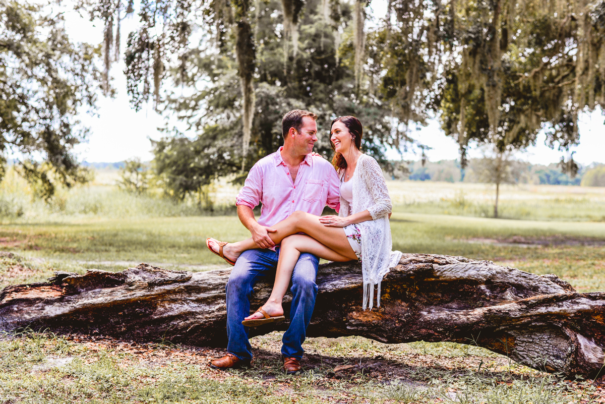 tree, sitting, branch, picnic, couple 